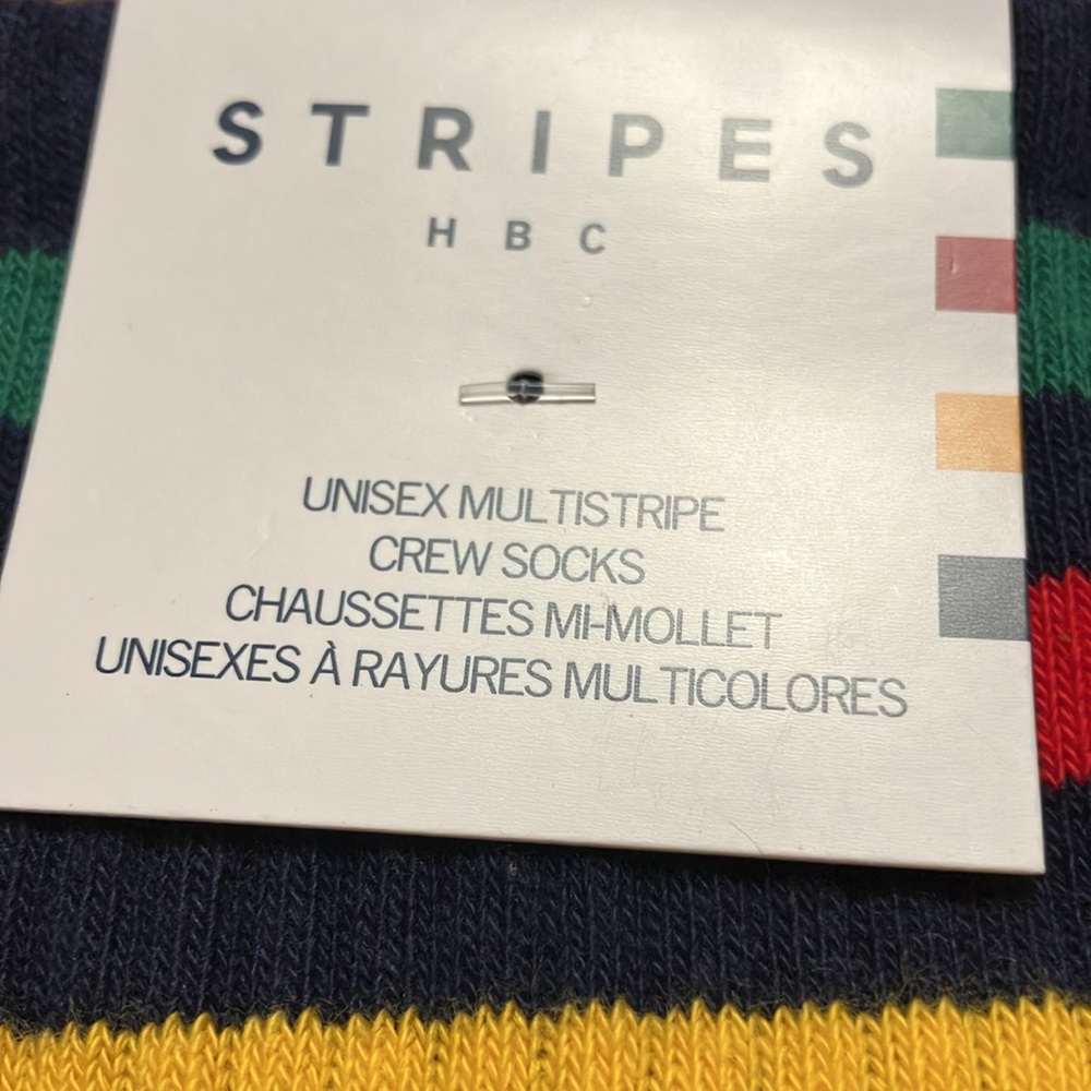 HBC Stripes Navy Blue Crew Socks with Striped Design. - Picture 2 of 5